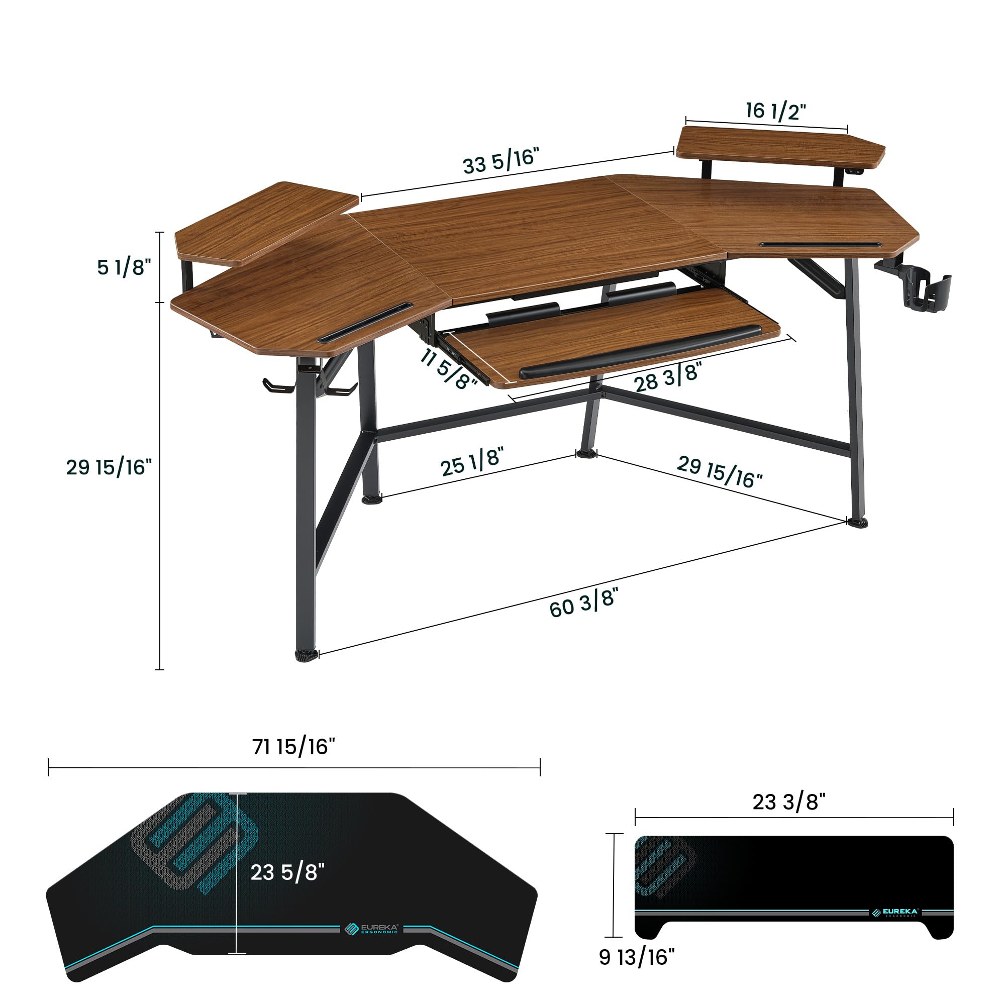 Eureka Ergonomic 72 Inch Gaming Desk W Keyboard Tray - Dettaglio
