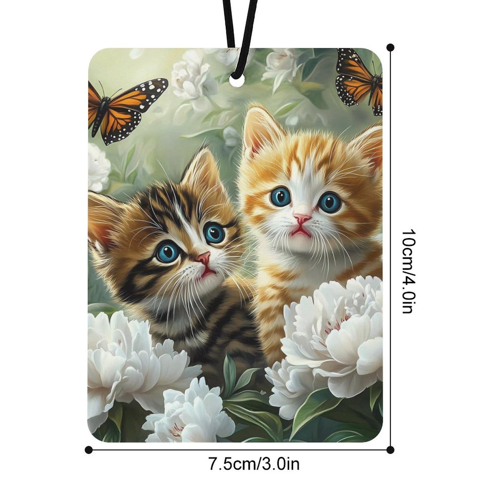 Kitten Playing Butterfly Car Air Freshener Hanging Aromatherapy Tablets for Car Accessories Square