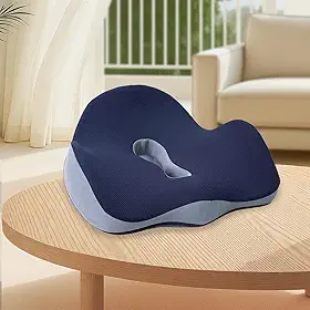 Almofada de Assento Ergonômica com Espuma de Memória, Design 3D de Suporte,Assento para Escritório, Carro e Cadeira, Alívio de Pressão e Conforto Antiaderente (Azul)