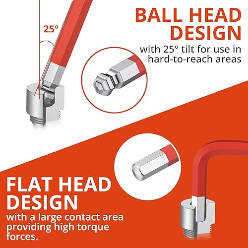 Miniatura 4 de GETLITOOL Allen - Juego de llaves con puntas Torx (T8-T50 y 0.06-0.39 pulgadas), 9 llaves hexagonales de acero S2 con adaptador para bicicleta,