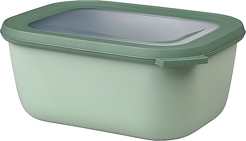 Miniatura 8 de Mepal Cirqula - Recipiente circular rectangular para almacenar y servir alimentos de 101.4 fl oz  101 onzas con tapas transparentes, perfecto para