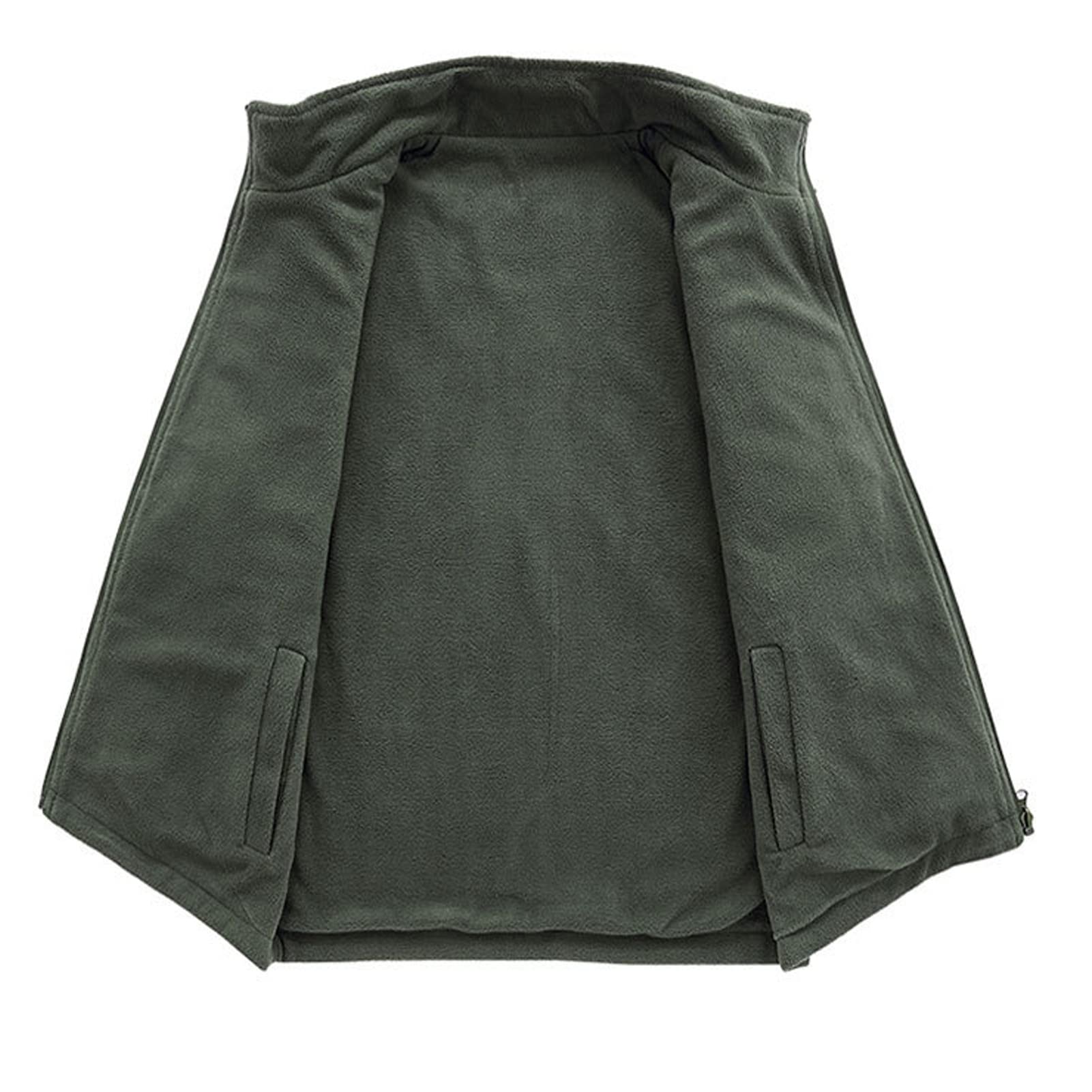 Chaleco de forro polar reversible con múltiples bolsillos para hombre Outwear al aire libre Casual Zip Up Chaleco de pesca Chaqueta Reporteros Fotografía Abrigo de viaje negro-L