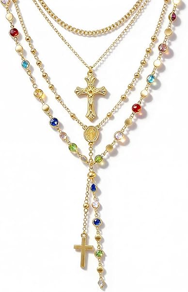 4PCS Layered Gold Cross Necklaces for Women: A Convenient Stackable Set