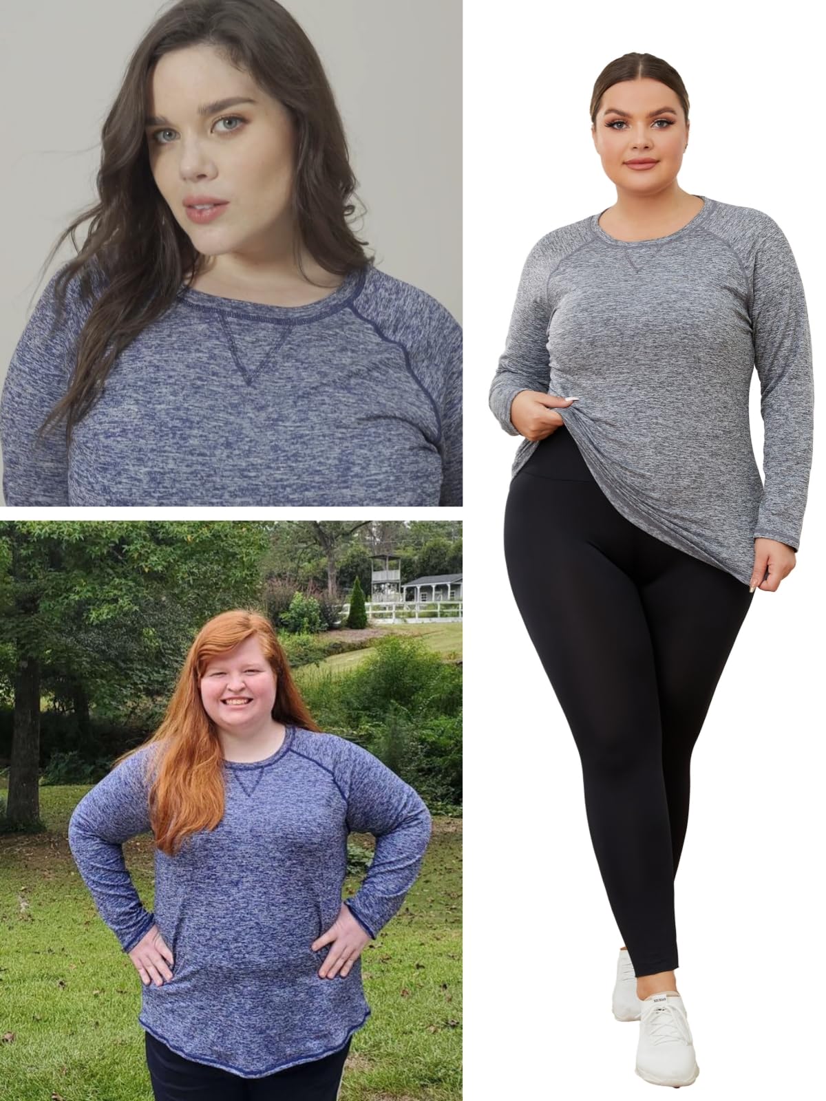 FOREYOND Camiseta térmica de forro polar para mujer, talla grande, manga larga, para correr, atletismo, entrenamiento, ropa interior térmica