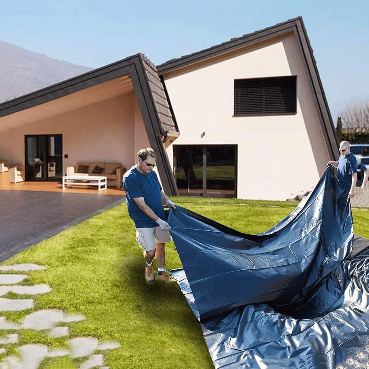 Telo Flessibile e Impermeabile per laghetto da Giardino 6x8 m - Adatto a Piccoli laghetti, fontane e Giochi d'Acqua - Disponibile nelle Misure 7x9 m e 4x6 m - Nero