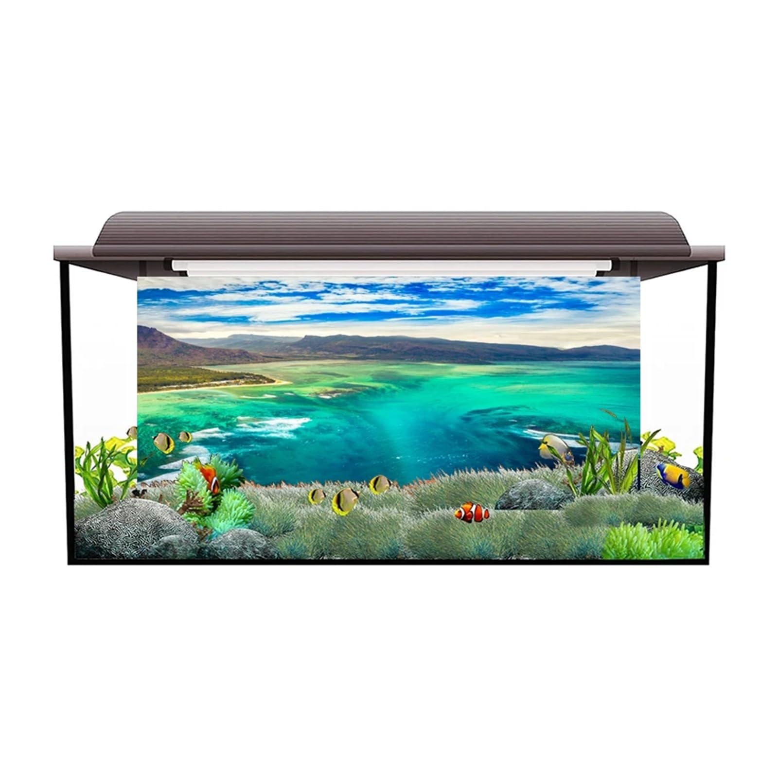 Autocollant de Fond d'aquarium, Affiche de Paysage de Cascade, décoration d'aquarium, Papier Peint Autocollant(41x 122cm)