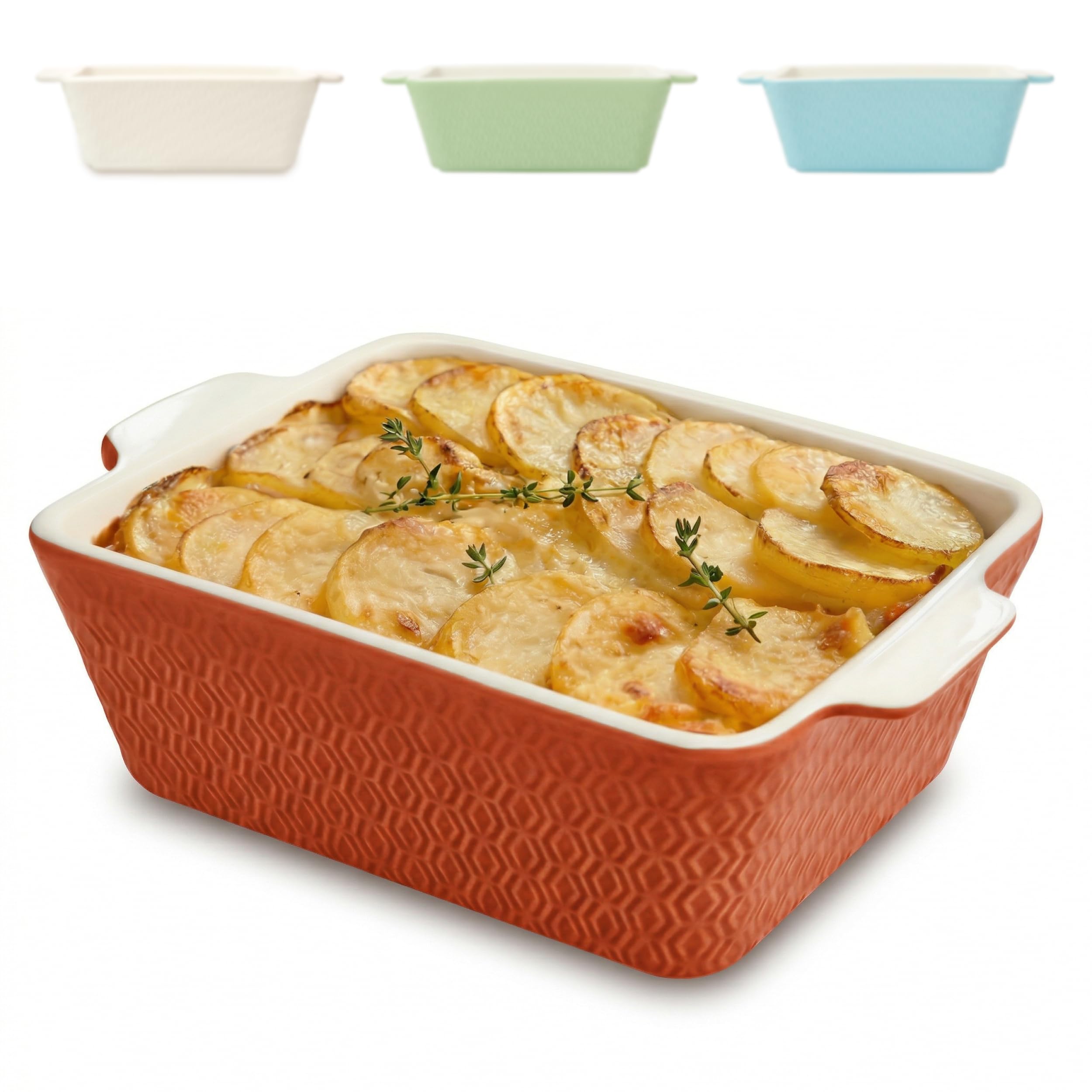 Praknu Auflaufform Klein aus Keramik für 2 Personen - Mini Auflaufform für Tiramisu & Auflauf - Extra Hoher Rand - Kleine Auflaufform für Airfryer - Lasagne Auflaufform aus Keramik - Rot