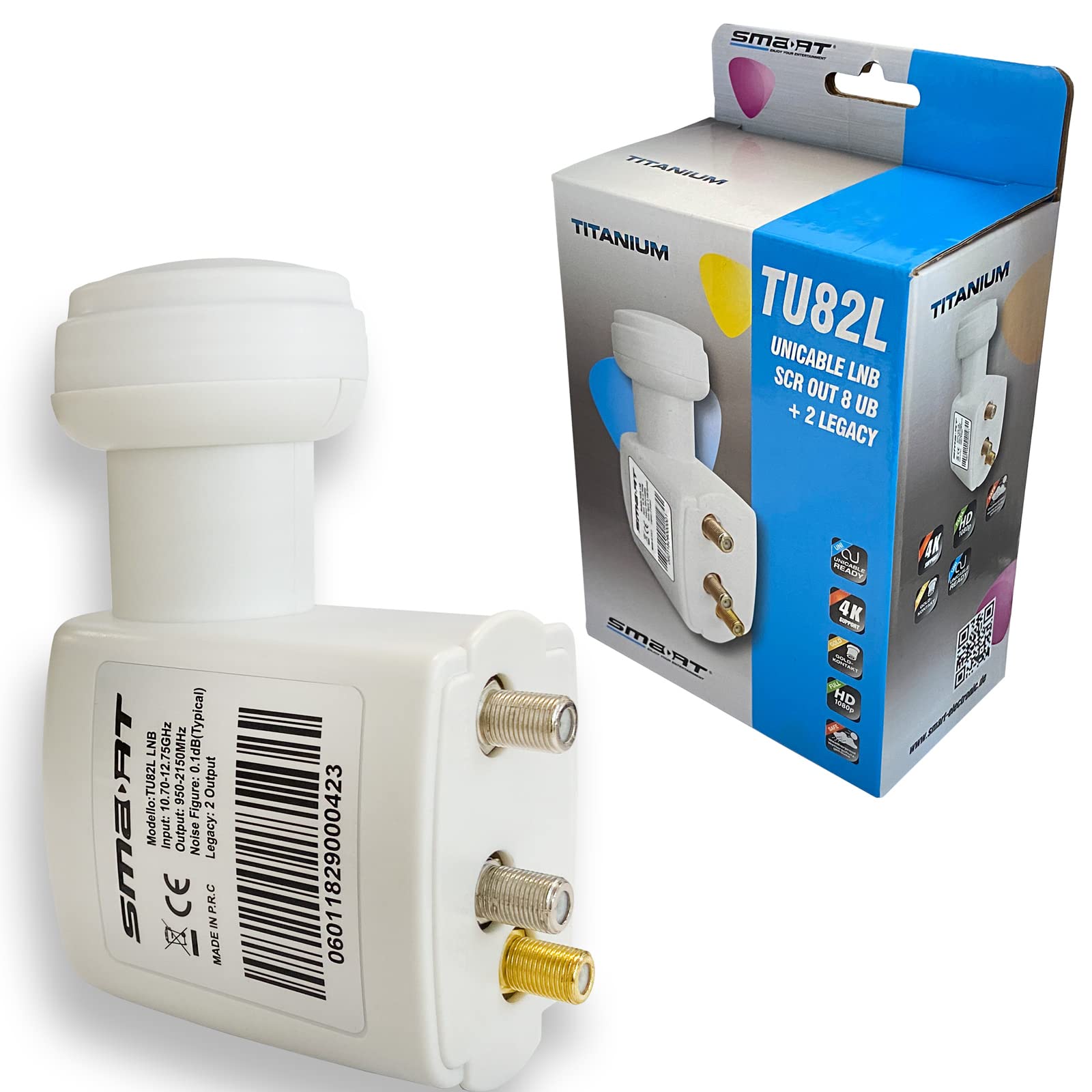 HB-DIGITAL Uniwersalny Unicable LNB 2 SCR 2 Legacy dla maksymalnie 10 uczestników (8 Unicable & 2 Direkt), ekranowanie LTE, wysuwane, 1080p Full HD 4K UHD + 10 pozłacanych wtyczek F