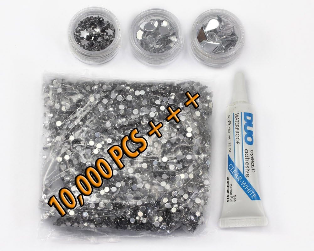 10000+ Pieces Premium Quality Round Body Jewels with Body Glue, 3mm Crystal Clear