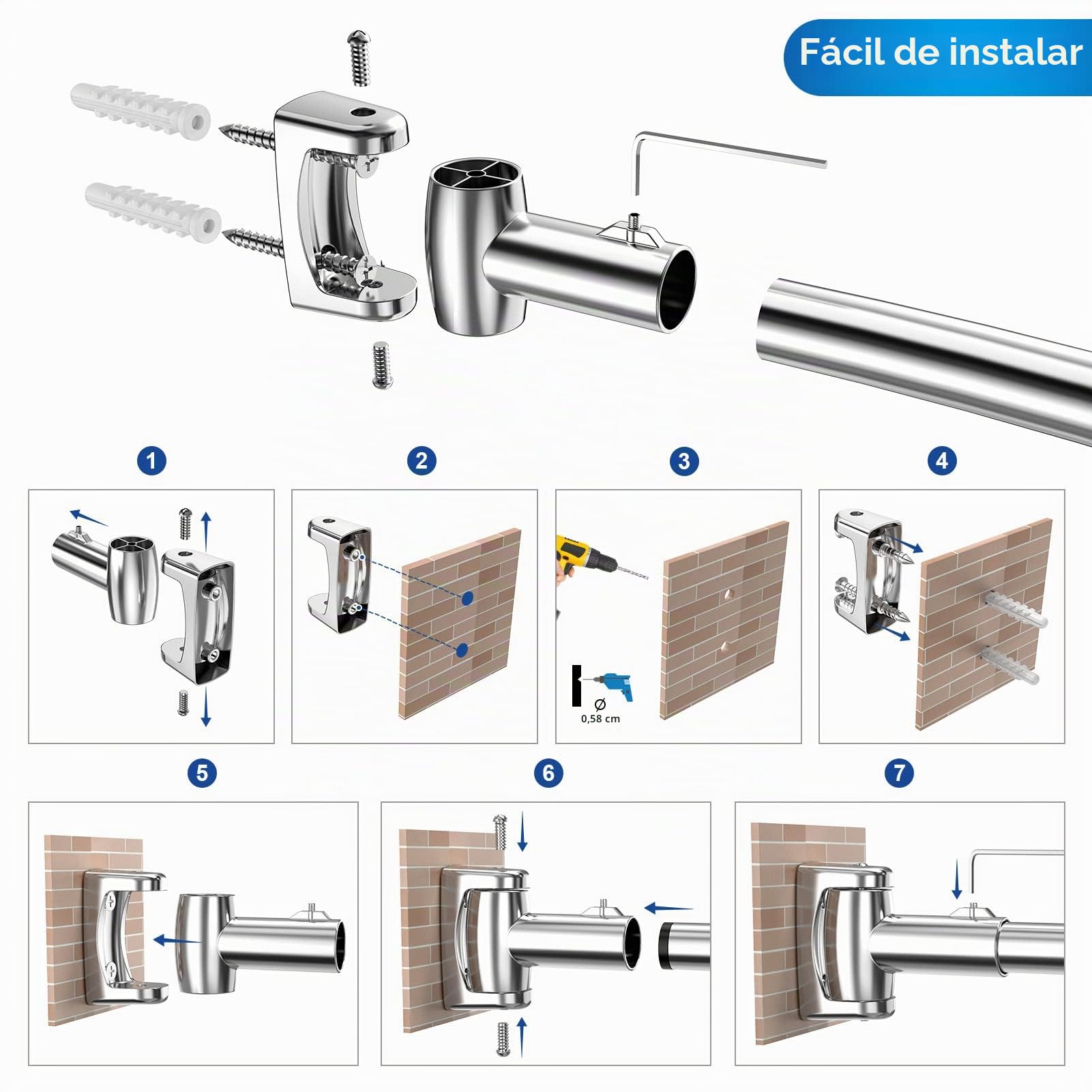 Barra De Cortina De Ducha, Barra De Ducha De Esquina Incluye 18 Anillos, [110-180cm], Barra De Arco Ajustable De Acero Inoxidable, Necesita Perforación, Sin Soporte De Techo, Para Baño Vestidor