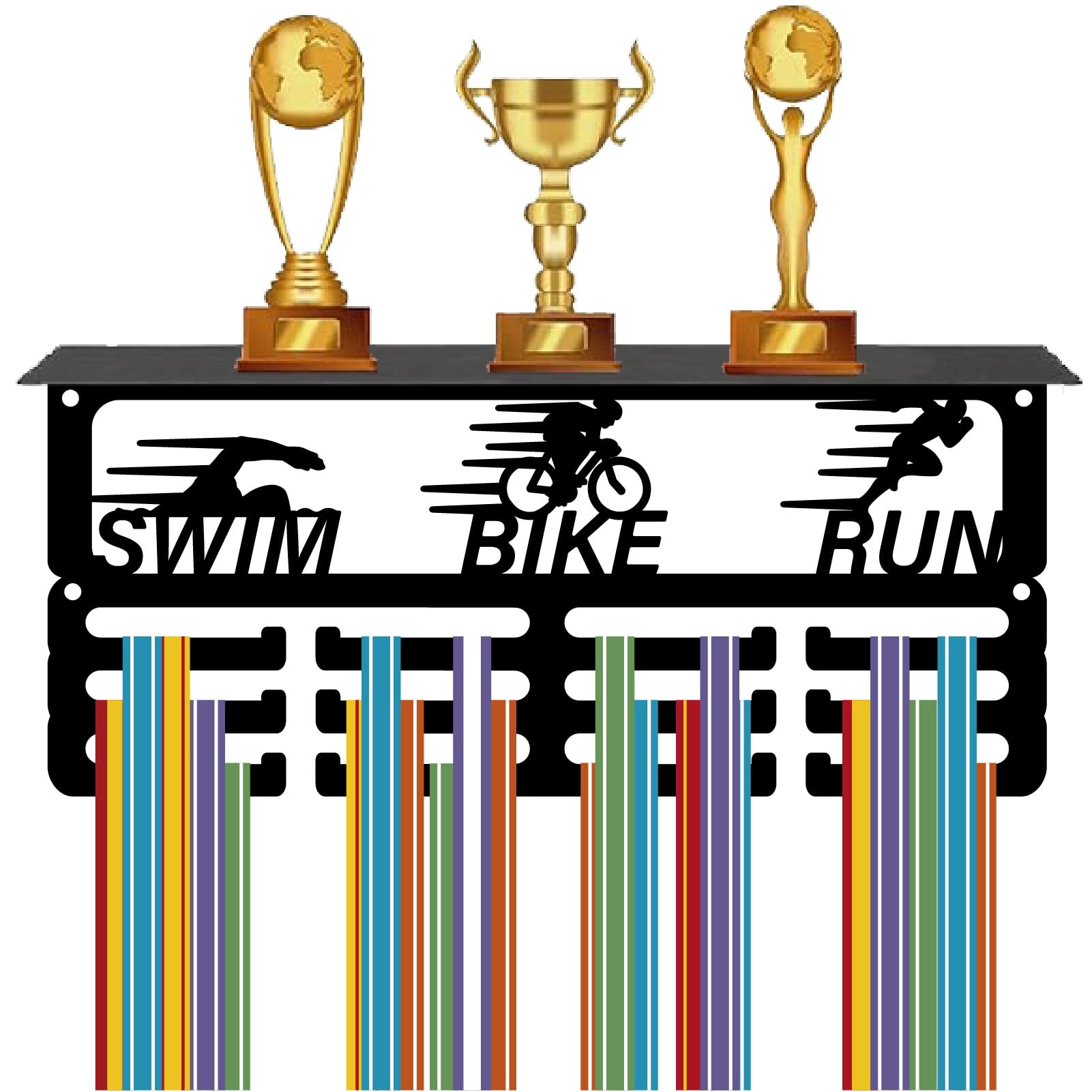 CREATCABIN Soporte para Medallas de Fútbol, Estante para Trofeos, Colgador de Medallas con 12 Gancho, Soporte para Estante Deportivo de 4 s, Soporte para Pared para 70 o Más Medallas para Hombres — view 13
