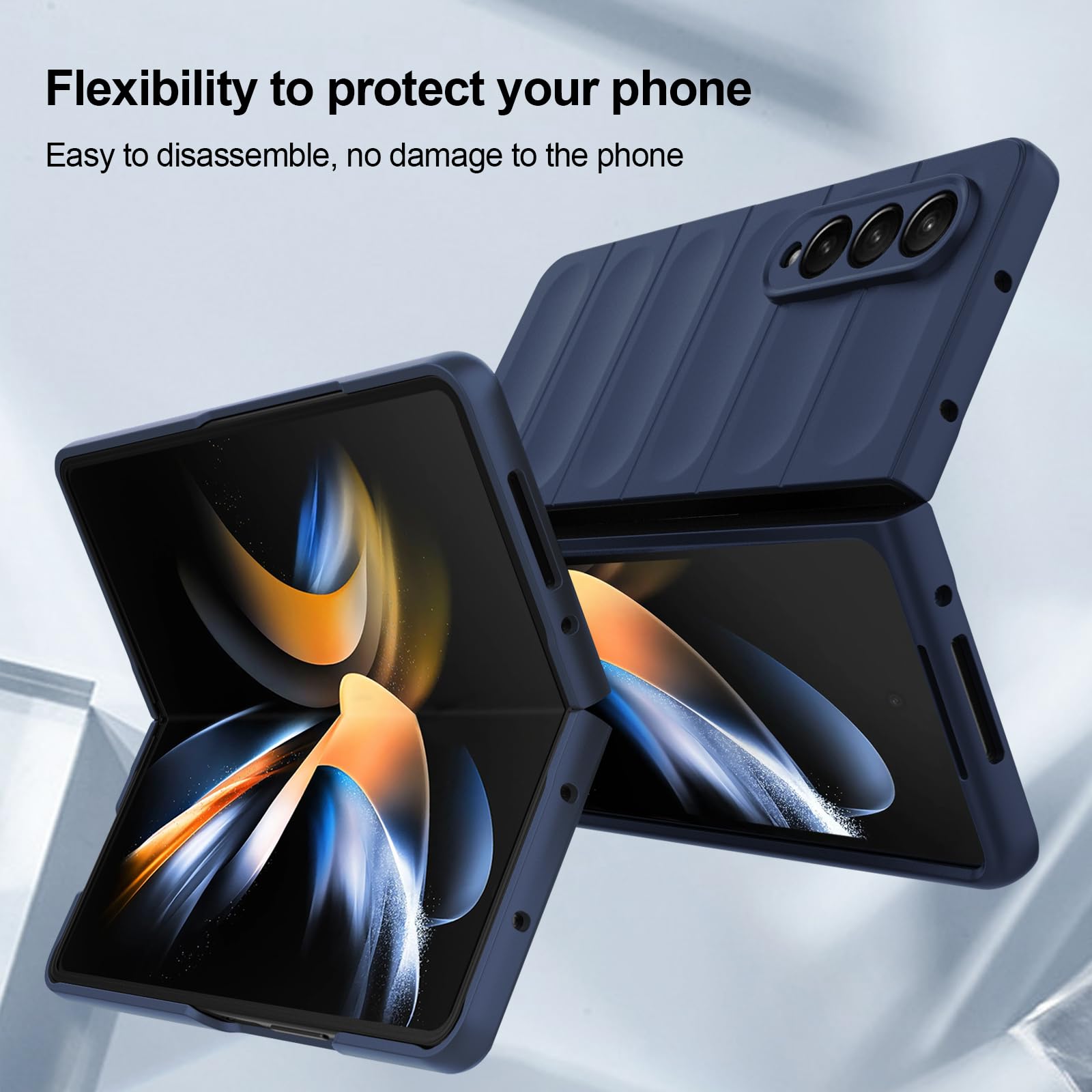 Case for Samsung Galaxy Z Fold 4, Hard PC Slim Fit Bumper Case, Anti-Scratch Shockproof Protective Phone Cover, Blue — view 3