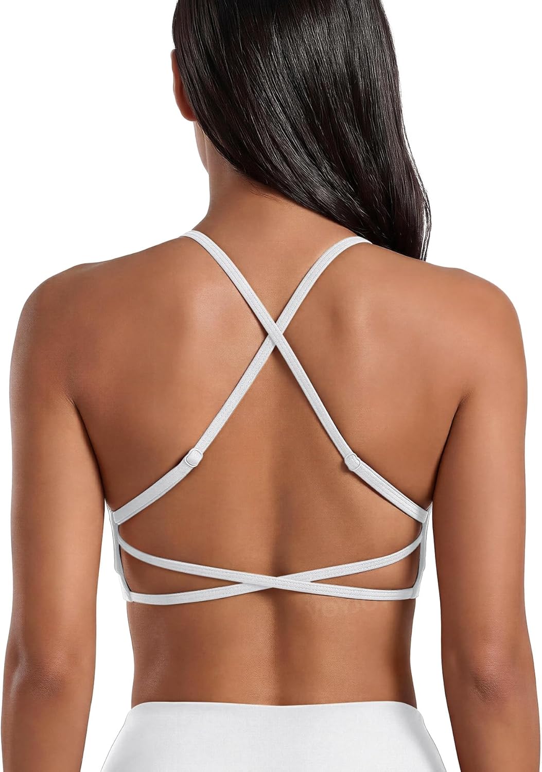VOYJOY High Neck Sports Bra Adjustable Straps Yoga Crop Womens Workout Gym Yoga Bras