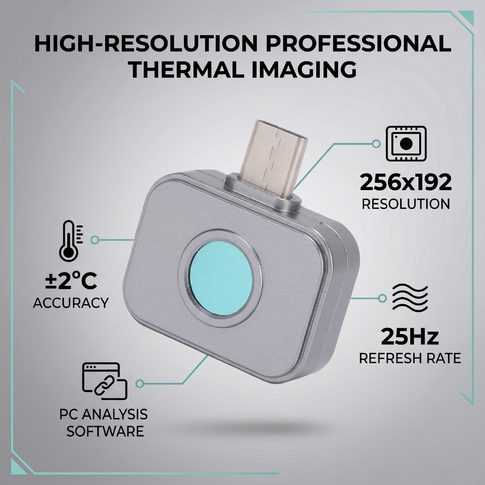 Eujgoov Cámara de Imagen Térmica FP20 Resolución IR 256x192 Frecuencia de Actualización de 25 Hz -4 a 1022 °F Rango de Temperatura Cámara Infrarroja para Prueba de Circuito Detección de
