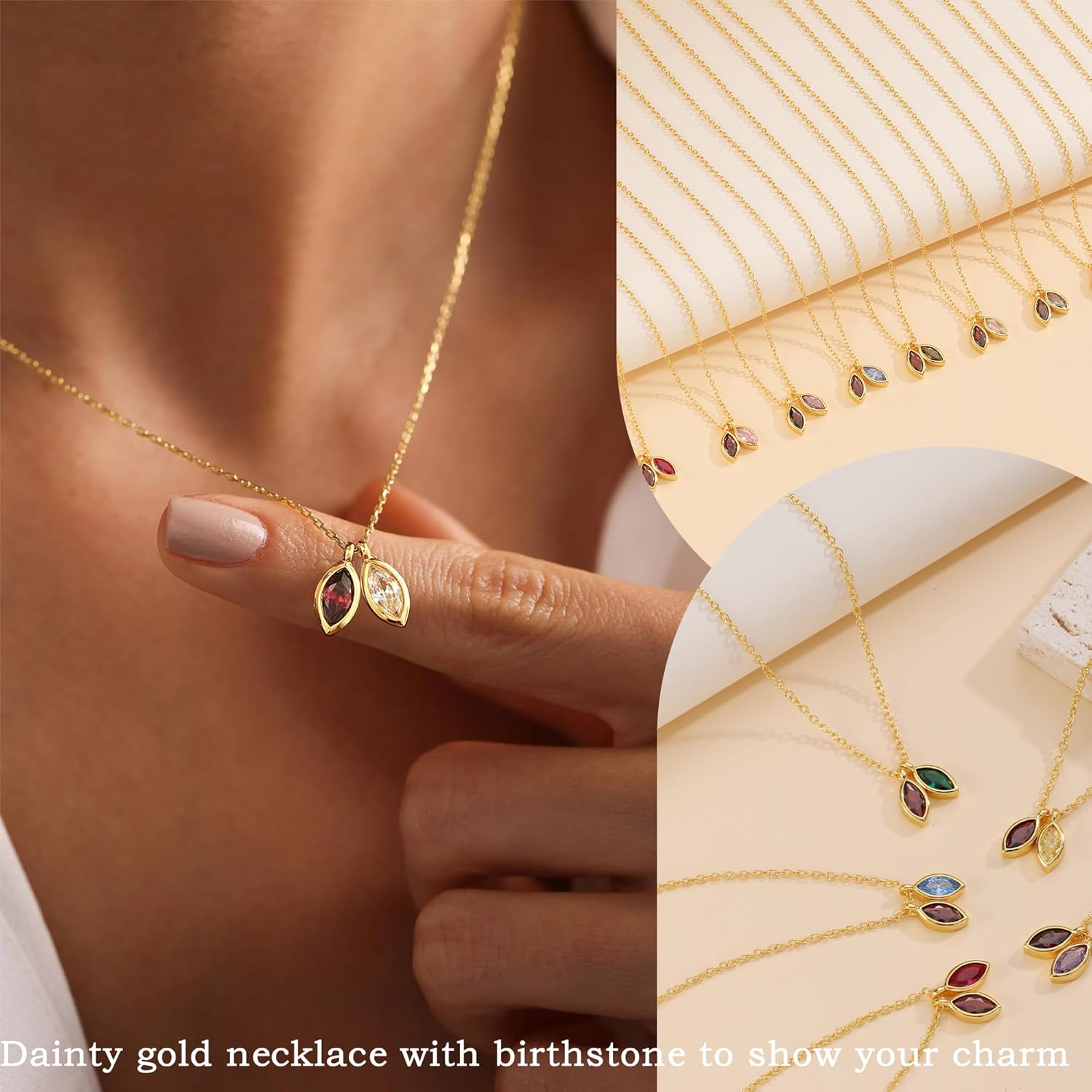 Valentines Day Gifts for Her Teens, Mothers Day Gift Birthstone Necklace for Women Dainty Gold Necklace with 2 Birthstone Teen Girl Gifts Trendy Stuff Birthday Gift Moms Graduation for Daughter Girlfriend Friend - Image 8