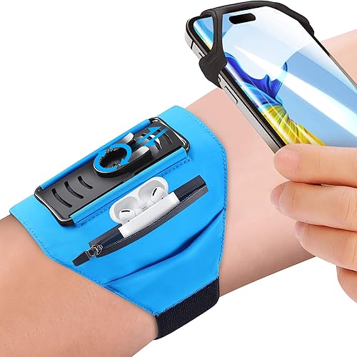 Miniatura 8 de Brazalete desmontable y giratorio de 360° – Correa reflectante con bolsa porta objetos con bolsillo con cremallera – Compatible con iPhone 16 15 14