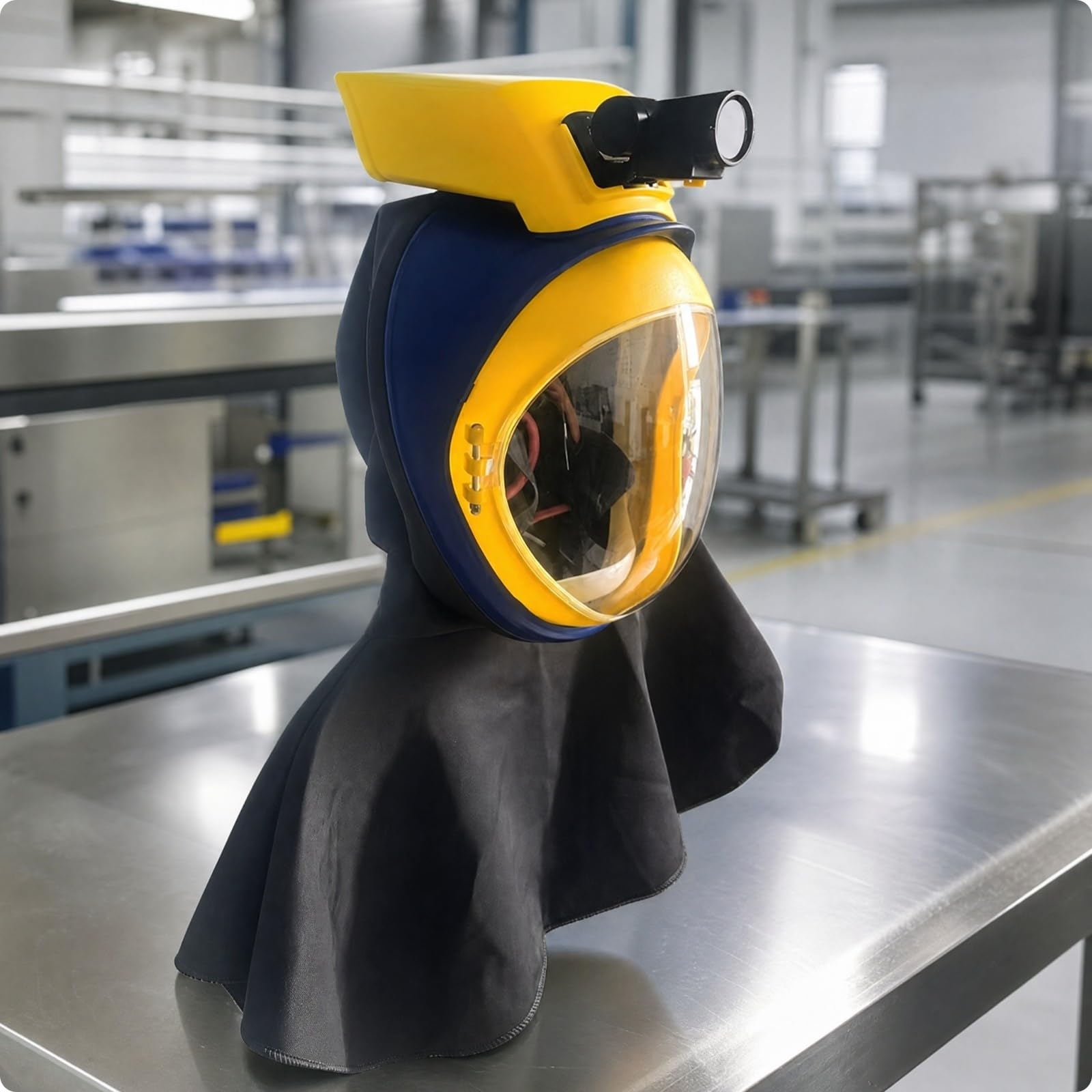 harayaa Maschera con Alimentazione D'ossigeno Resistente Maschera a Ventilazione Forzata Leggero Casco con Visiera Trasparente per Lavori Industriali