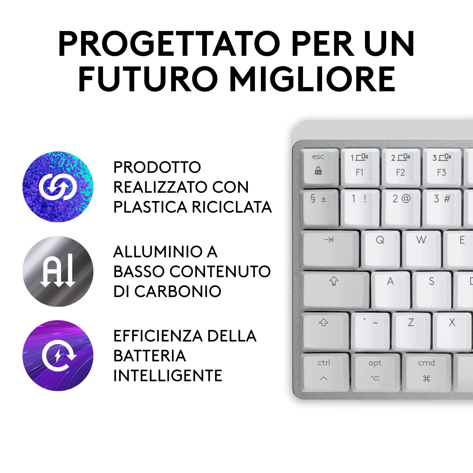 Logitech MX Mechanical Mini Tastiera Retroilluminata Wireless per Mac | Switch a Basso Profilo, Tasti Tattili Silenziosi, Retroilluminati, Bluetooth, USB-C, Apple, iPad, QWERTY US Intl - Pale Grey