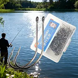 100 pçs/anzóis de pesca, anzóis de pesca de água doce e salgada forte de aço de alto carbono - Tamanho único nº 10