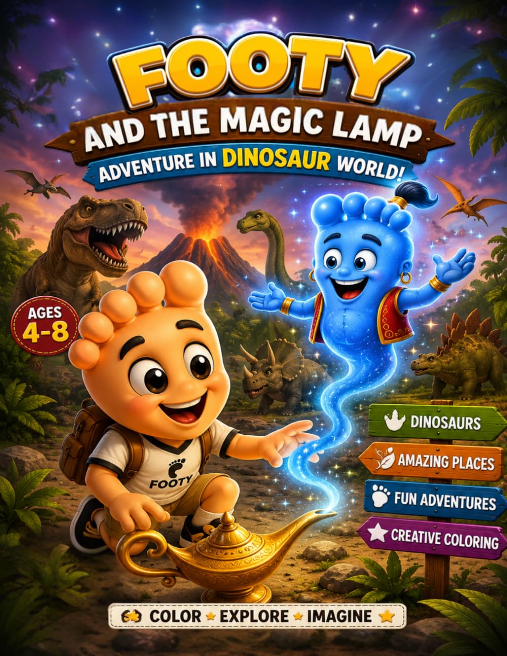 FOOTY AND THE MAGIC LAMP: Adventure in Dinosaur World! (Footy Adventures)