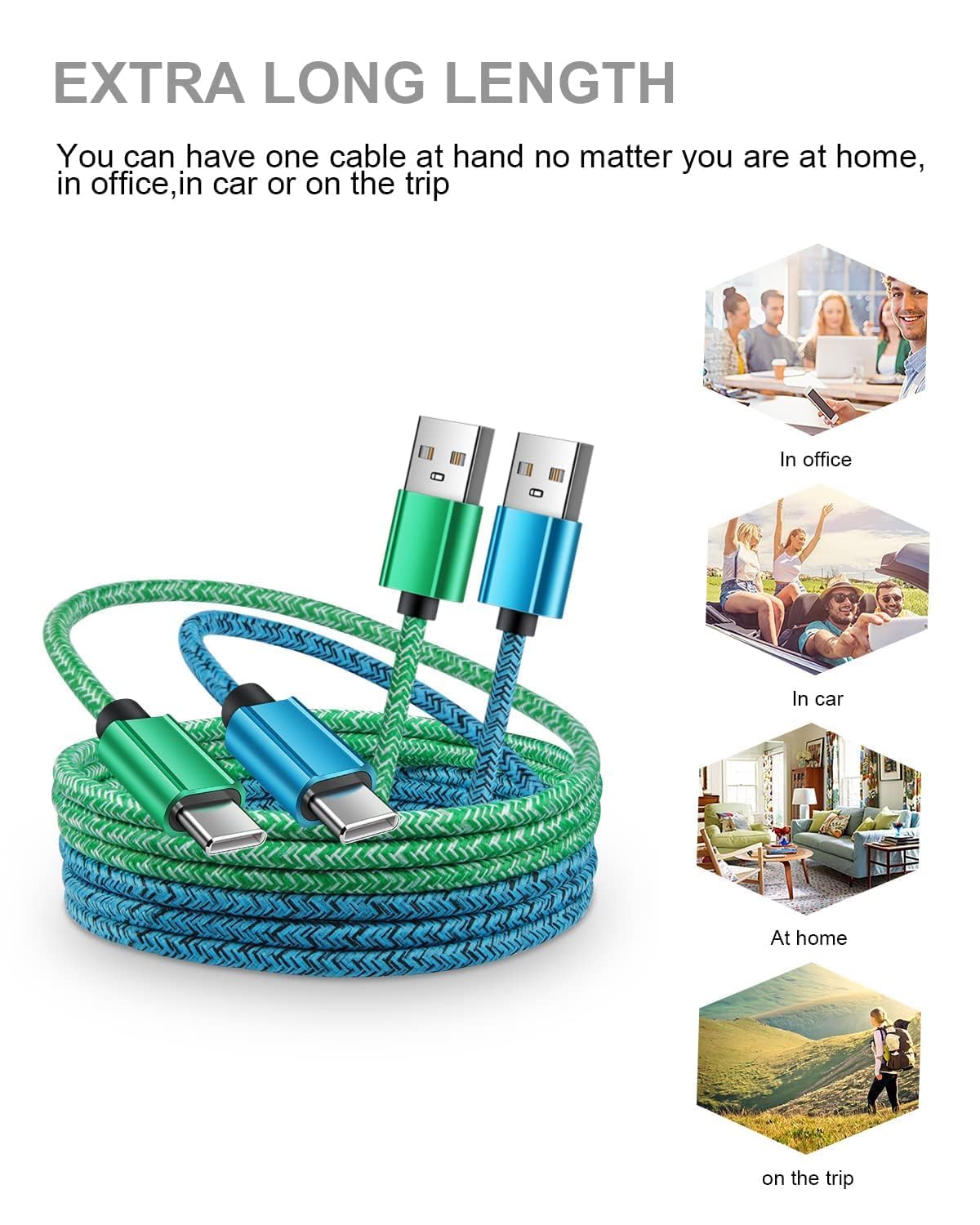 Cable USB tipo C para iPhone 16e 16 Pro Max 15/15 Pro/15 Pro Max/15 Plus [4 unidades/3 pies] para Android, Google Pixel 9a 9 Pro XL 8 7 6 Pro 6a, Samsung Galaxy S25 Ultra S24 S23 Ulra/S22/S22+, carga