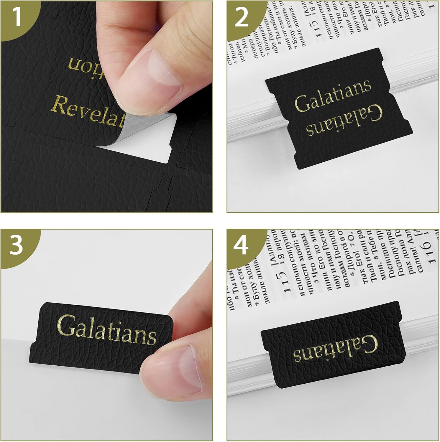 ADEVIAN Black Leather Bible Tabs, 84 Index Tabs (66 Bible Tabs Old & New Testament, 18 Blank Tabs) with Gold Foil Lettering image 4