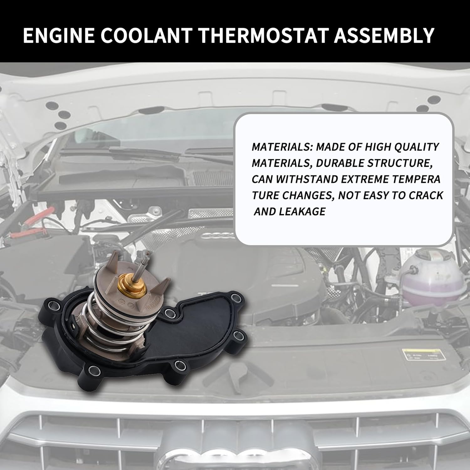 Engine Coolant Thermostat Assembly 902-5218 Compatible with VW Audi S4 S5 A6 A7 Q7 3.0 T Replace 06E121111AL