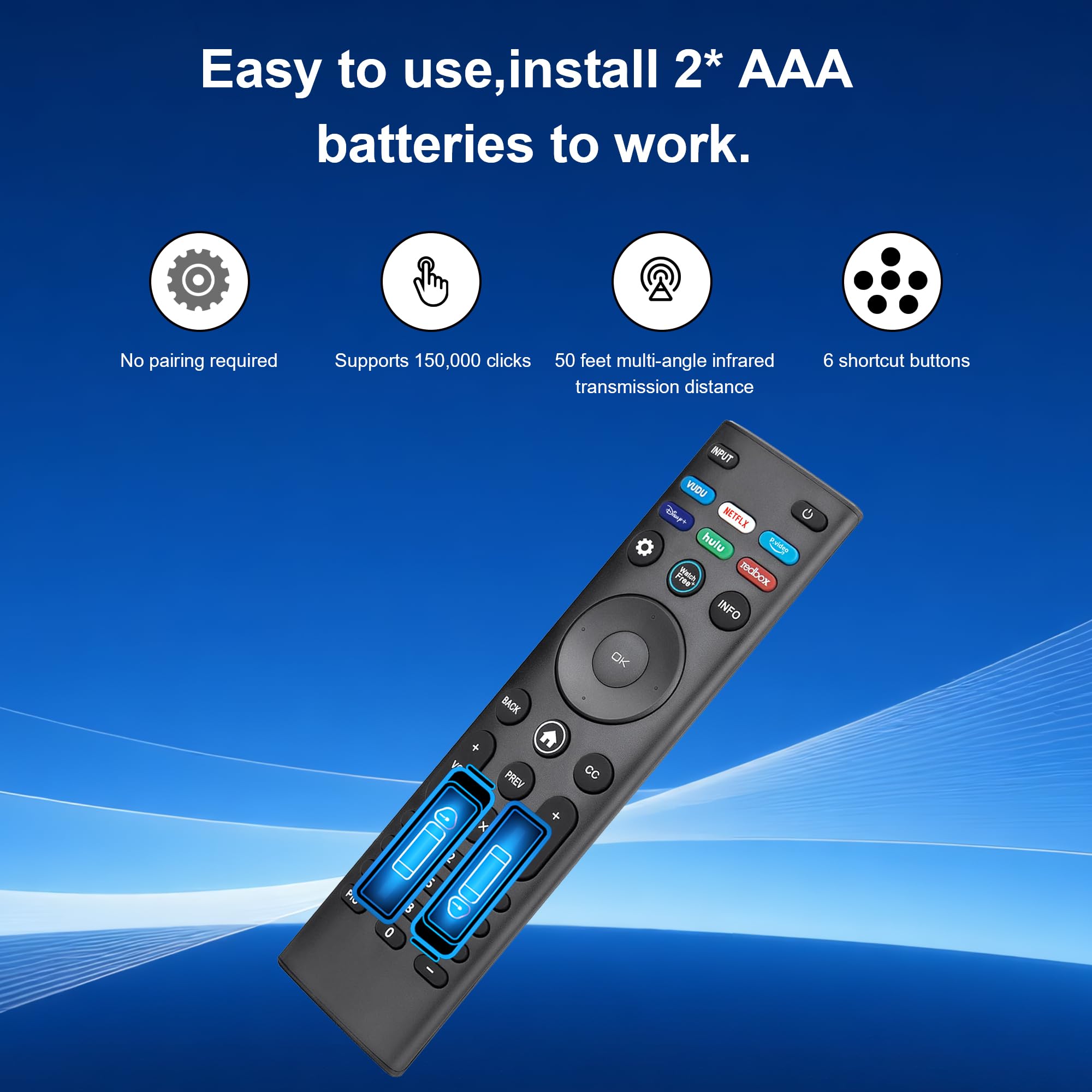 Telecomando di ricambio per Smart TV VIZIO All LED LCD HD 4K UHD HDR Smartcast 3D Smart TV XRT140 telecomando universale XRT136 di ricambio per Vizio-Smart-TV-Remote per Vizio TV (D/E/M/P/PX/V