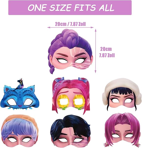 JINLAIYUN Lot de 12 masques décoratifs pour anniversaire - Masque en papier - Décoration d'anniversaire - Personnage - Accessoire de fête (KPP) - 2