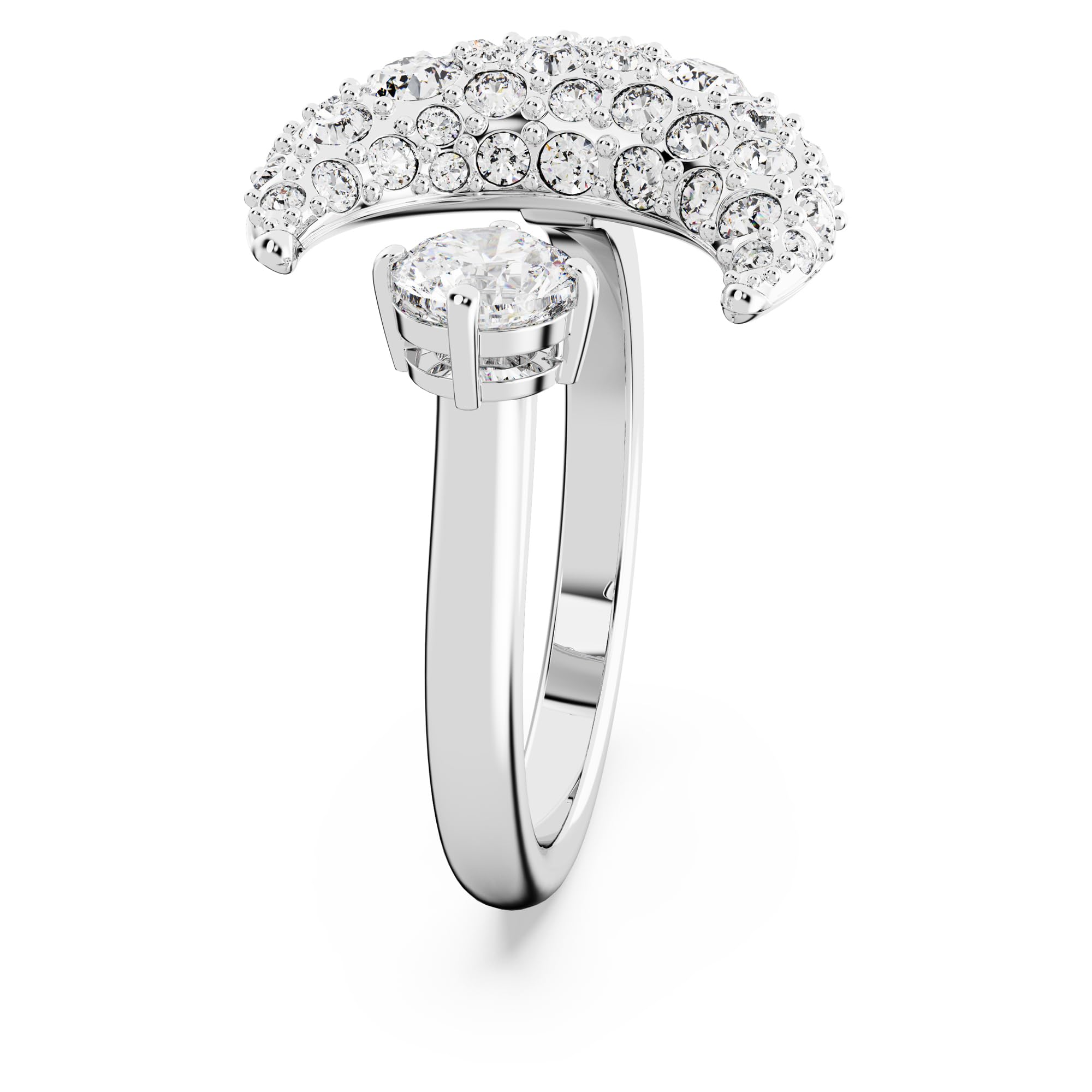 Swarovski Luna Colección anillo abierto, luna, blanco, chapado en rodio