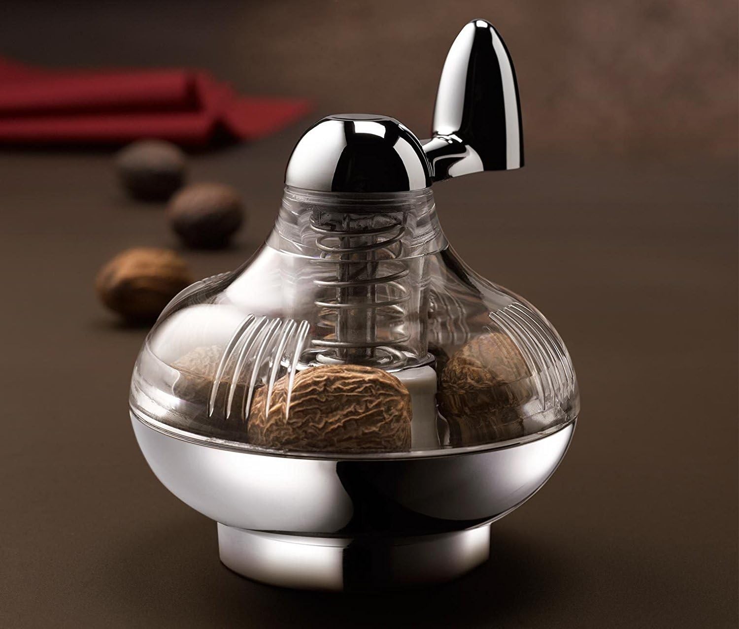 Nutmeg Grinder, Valonee Rotary Manual Spice Mill Grinding Bottle/Acrylic and Stainless Steel Spice Grinder