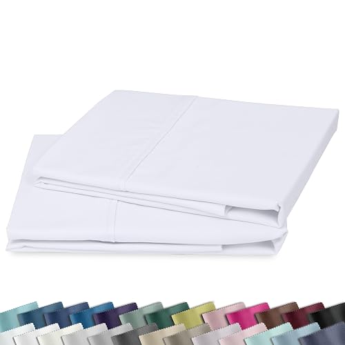 California Design Den 2-Pack Pillow Cases Standard Size, 100% Cotton Sateen | 400 Thread Count Backed by Good Housekeeping Seal, Soft Breathable Sateen, Classic Side Opening 4" Hem - White