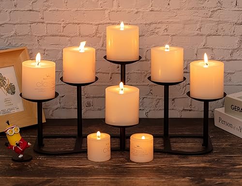 Miniatura 6 de Portavelas de candelabro de 6 chimeneas para velas sin llama o de cera  Soporte de exhibición de velas de rama negra mate para centros de mesa,