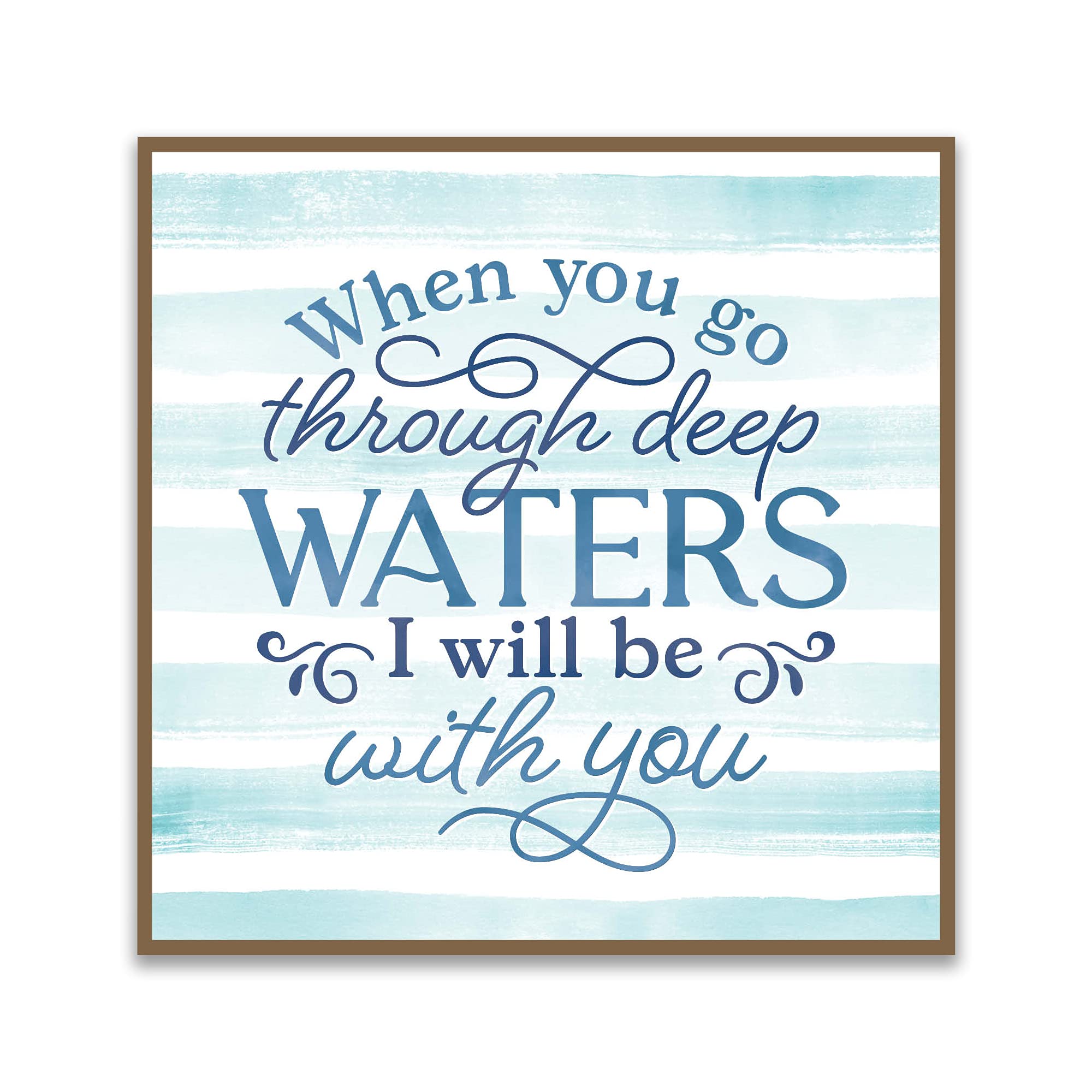 Go Through Deep Waters Nautical Blue 11.25 x 11.25 Pine Wood Framed Art Sign