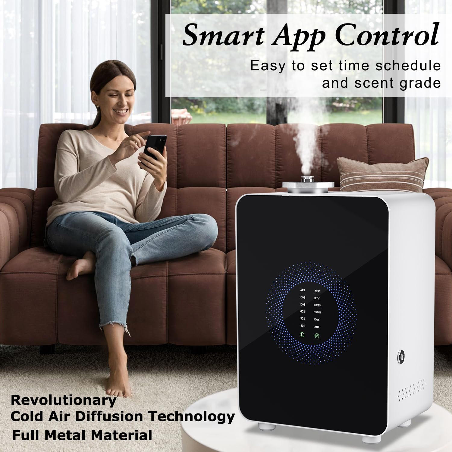 HVAC Scent Diffuser Cover Up to 3500 Sq. Ft, Best Hotel Scent Diffuser with Power Cold Air Technology, Scent Air Machine for Home, Commercial Waterless Aromatherapy Diffuser for Large Room - White