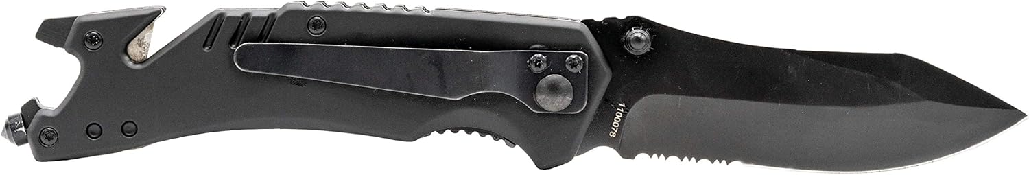 Smith & Wesson M&P 8.5in High Carbon S.S. Spring Assisted Folding Knife with 3.5in Serrated Drop Point Blade and Rubber Handle for Outdoor Survival and EDC