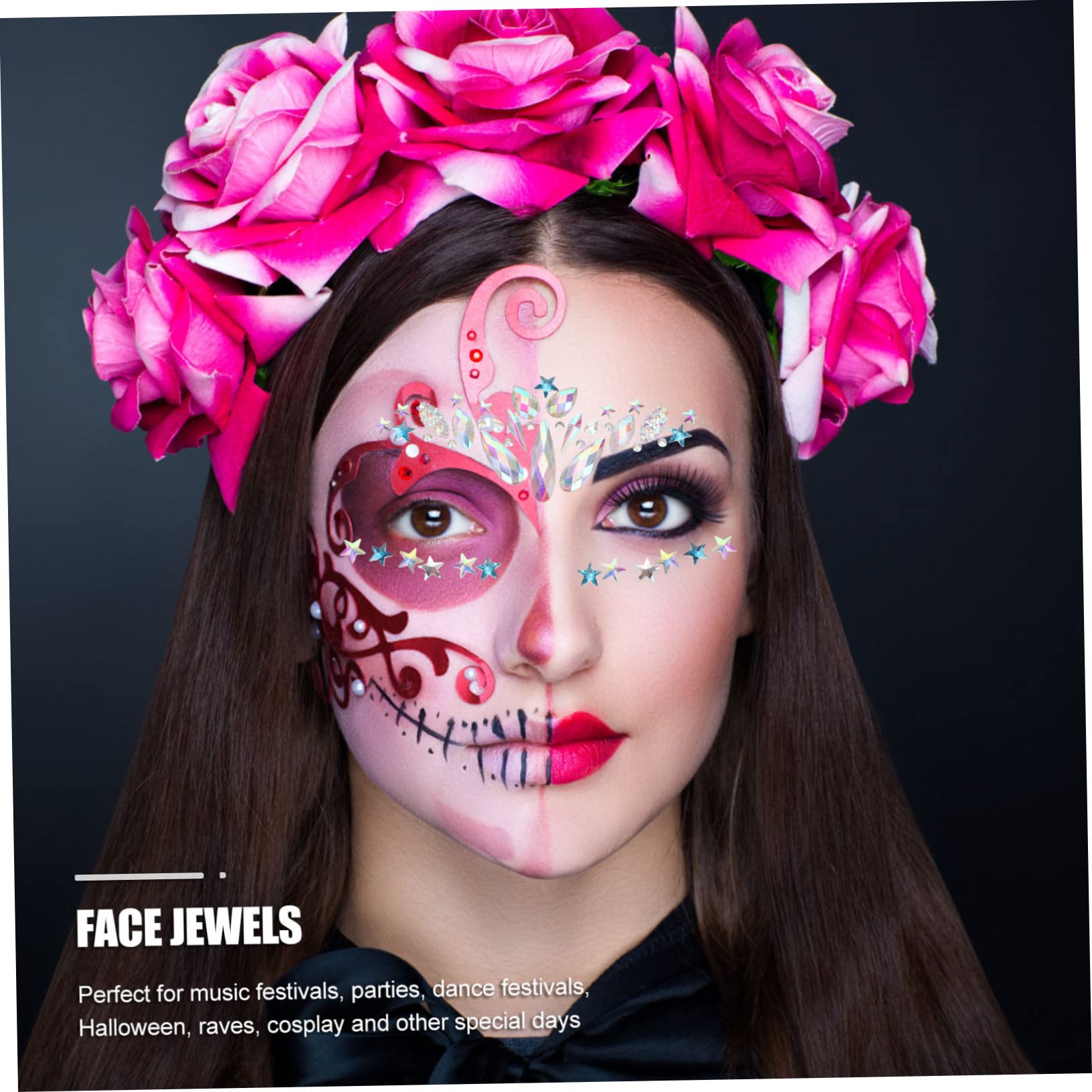 DOITOOL 20fogli Gemme Adesive Per Viso e Sopracciglia Stickers Di Strass Per Trucco Decorazioni Facciali Per Feste e Festival Facile Da Applicare Stili Vari Per Ogni Occasione
