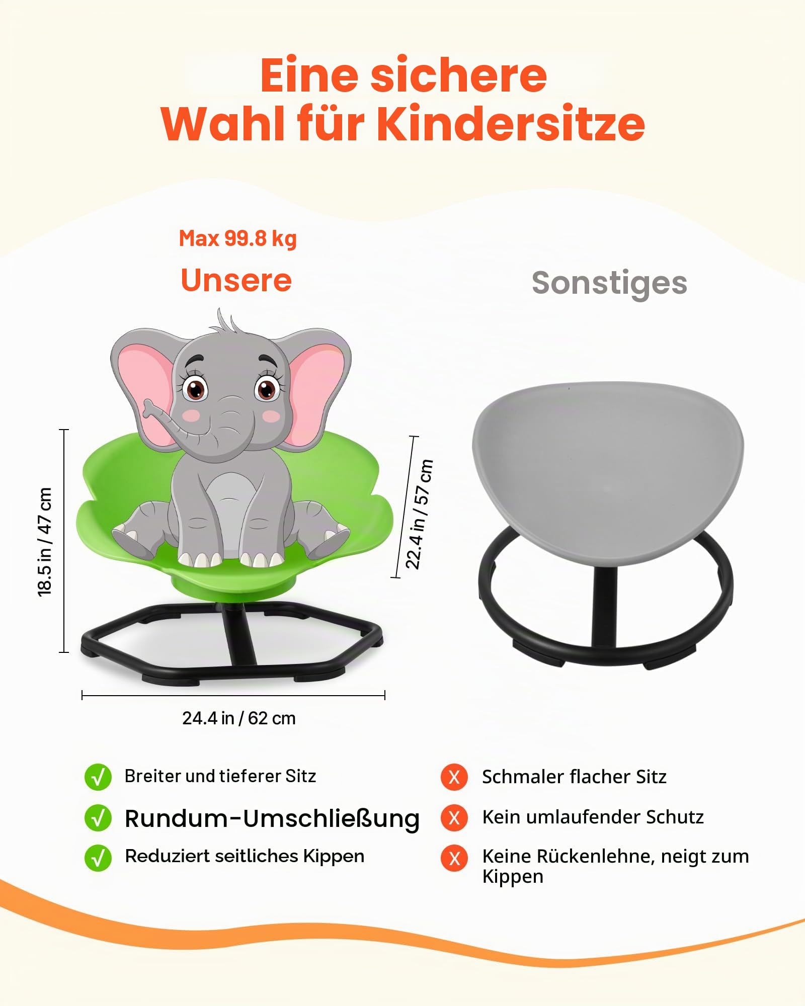 VEVOR Kinderdrehstuhl sensorischer Drehstuhl zylinderförmig, 100 kg Tragkraft, sensorisches Spielzeug mit Rutschfester Metallfuß, zur Förderung von Koordination Gleichgewicht Konzentration, Grün