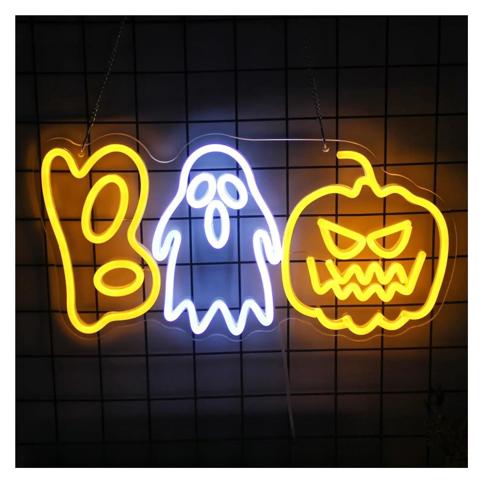 LEMST Signs Lamp Ghost Pumpkin Neon Sign Light Wall Decor for Party Game Room Home Man Cave Bar Store Dimmable USB Powered Lamp 43cmx22.5cm