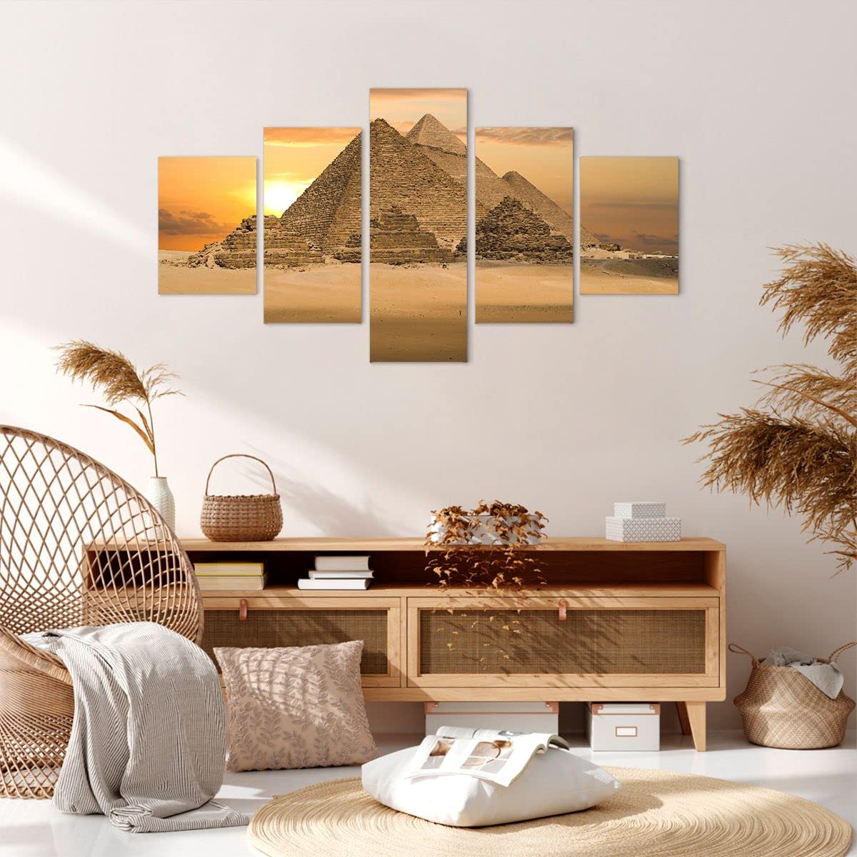 Cuadro sobre Lienzo 125x70cm Moderno Tríptico Arquitectura Paisajes - 2196