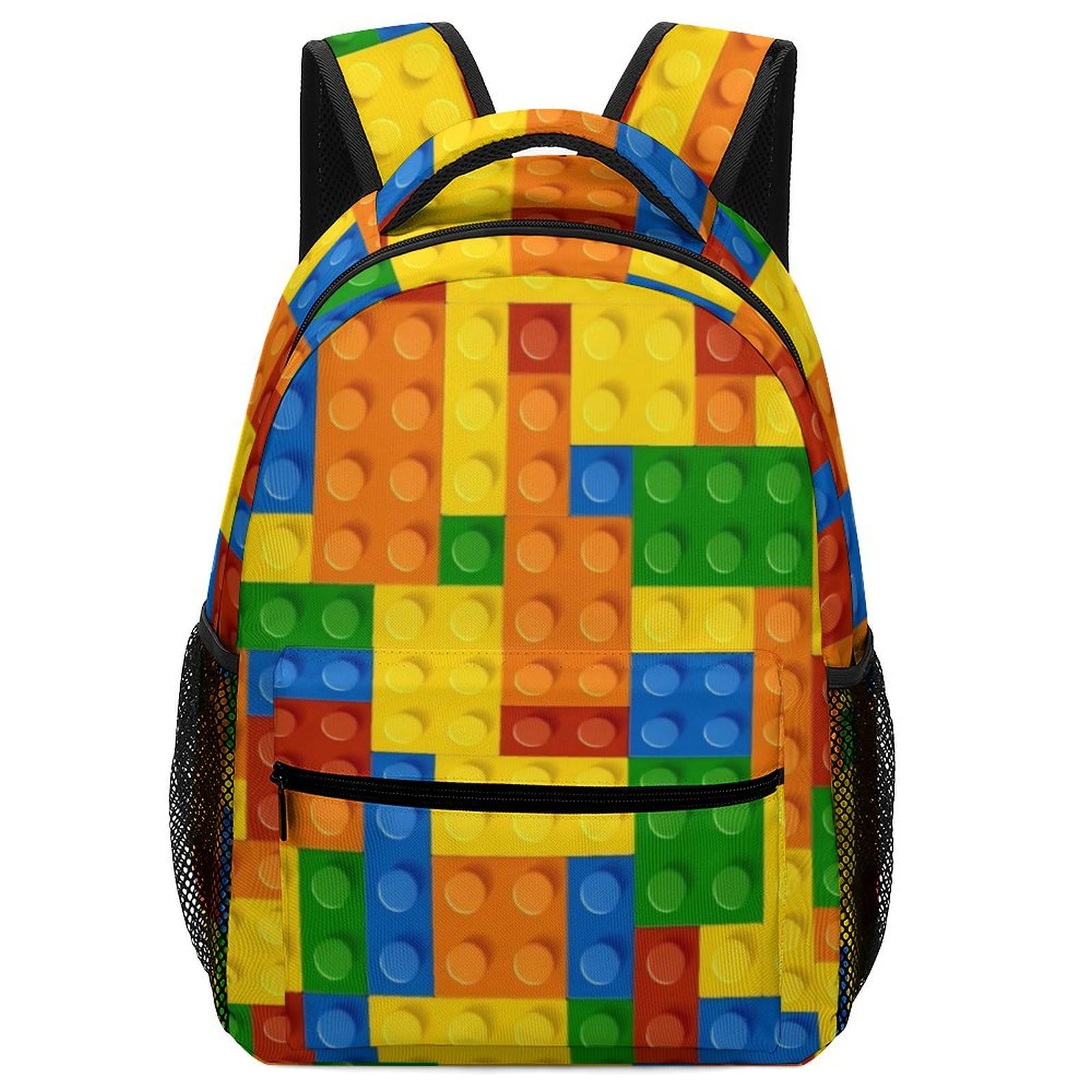 Snbidmk Kids Colorful Building Blocks Bricks Backpack Multifunctional Casual Daypack For College School Bookbag Travel Outwork