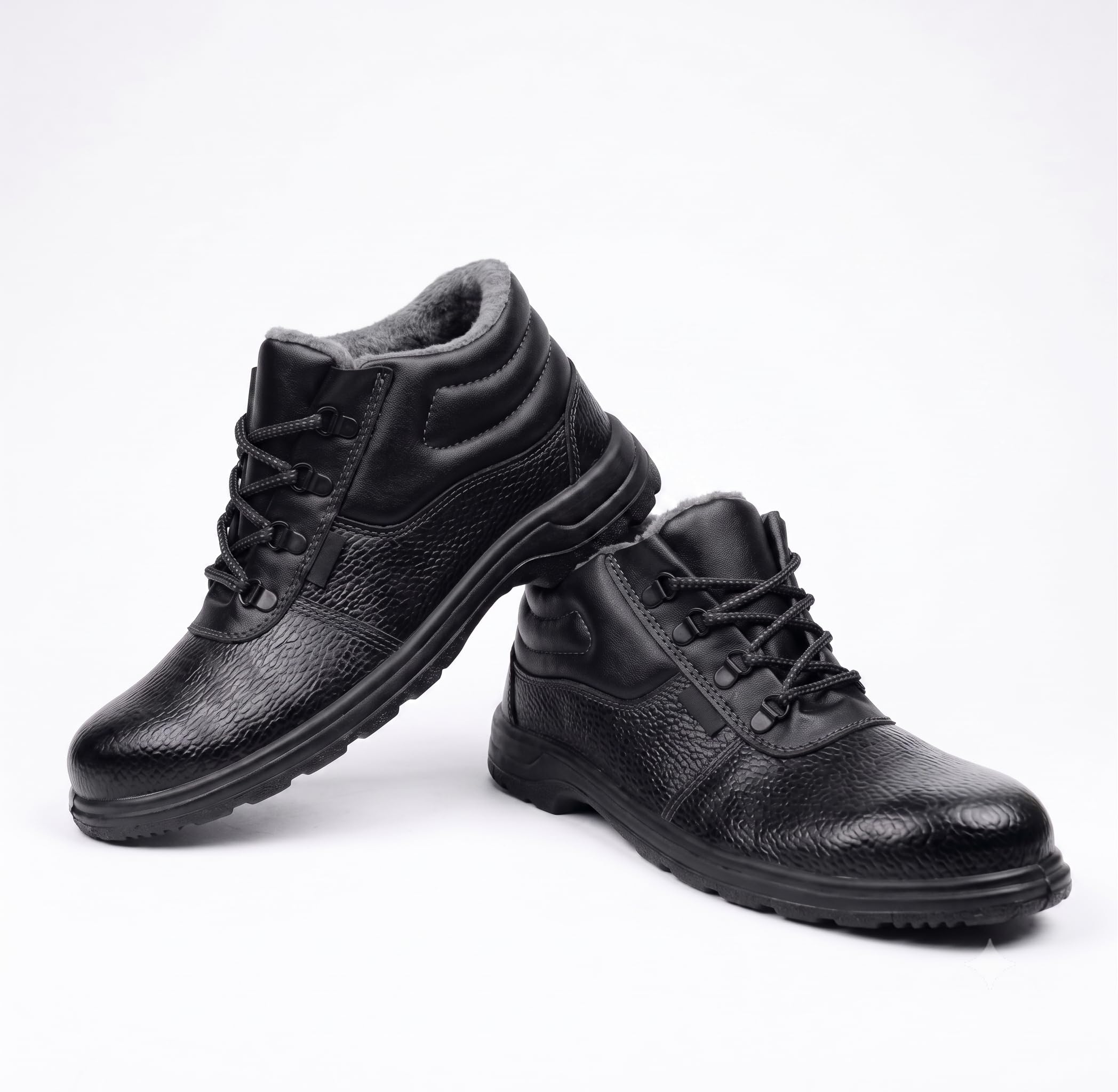 Red Pigeon Men's Safety Shoes Steel Toe | Industrial Work Boots with Direct Injection PVC Sole | Padded Ankle Protective Construction & Labour Shoes for Men, Oil-Acid Resistant (Black)-picture-24