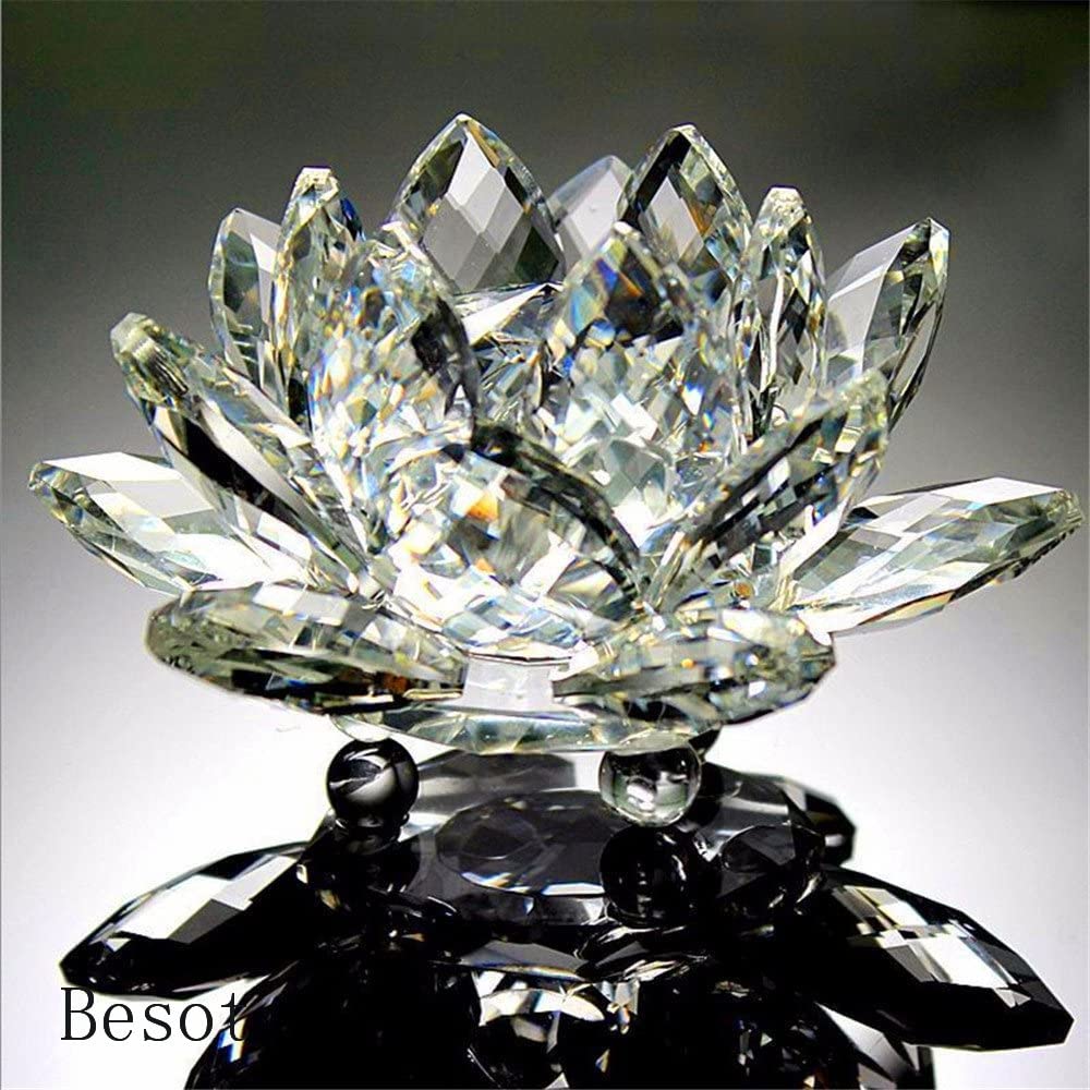 TYGJB Fine Quartz CrystalBesot Lotus Flower Natural Stones and Minerals Feng Shui Sphere Crystals Flowers for Wedding Souvenirs (White) - Image 2