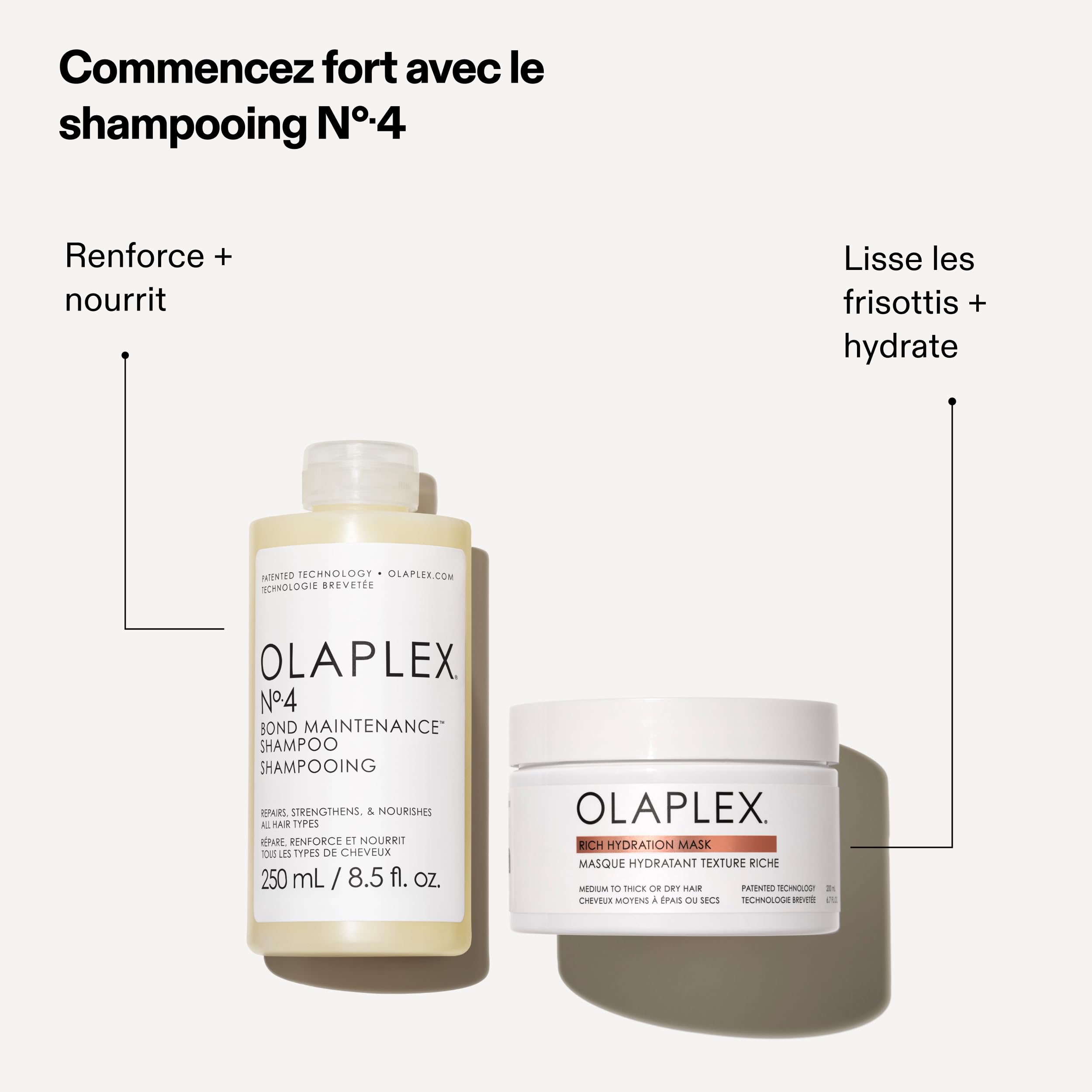 Olaplex Masque hydratant riche, Masque scellant les cuticules pour hydrater et contrôler les frisottis des cheveux secs ou de texture moyenne à épaisse