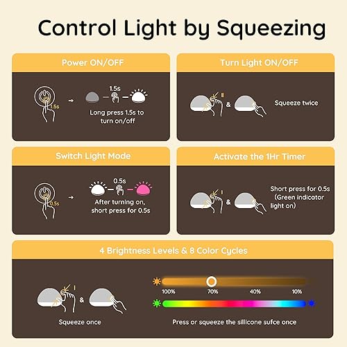 Miniatura 5 de JolyWell Luz nocturna para bebé, luz nocturna RGB regulable para niños, USB-C recargable, lámpara táctil para guardería y dormitorio