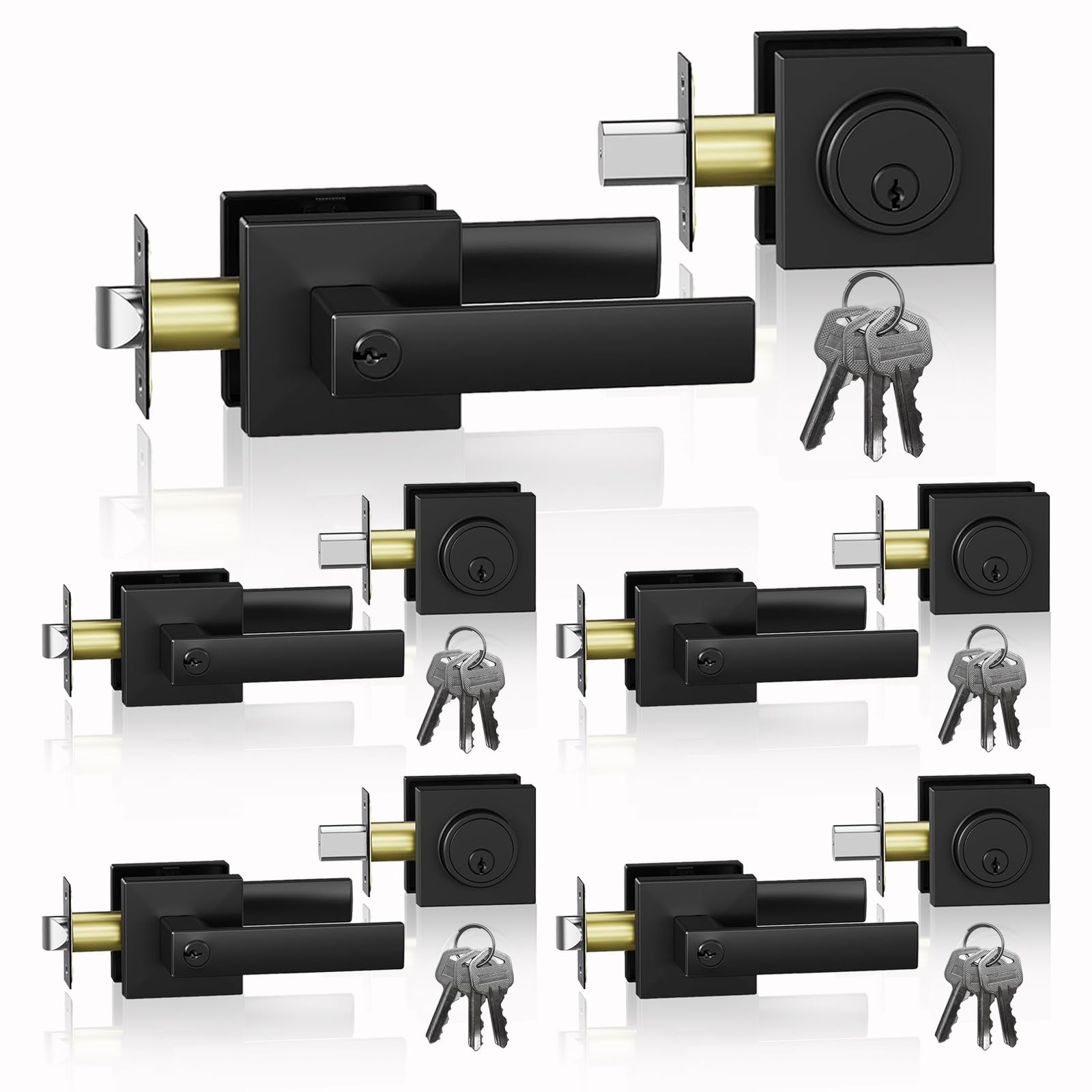 Photo 1 of DSJJBLL 5 Pack Exterior Door Handle,Entry Door locksets with deadbolt
