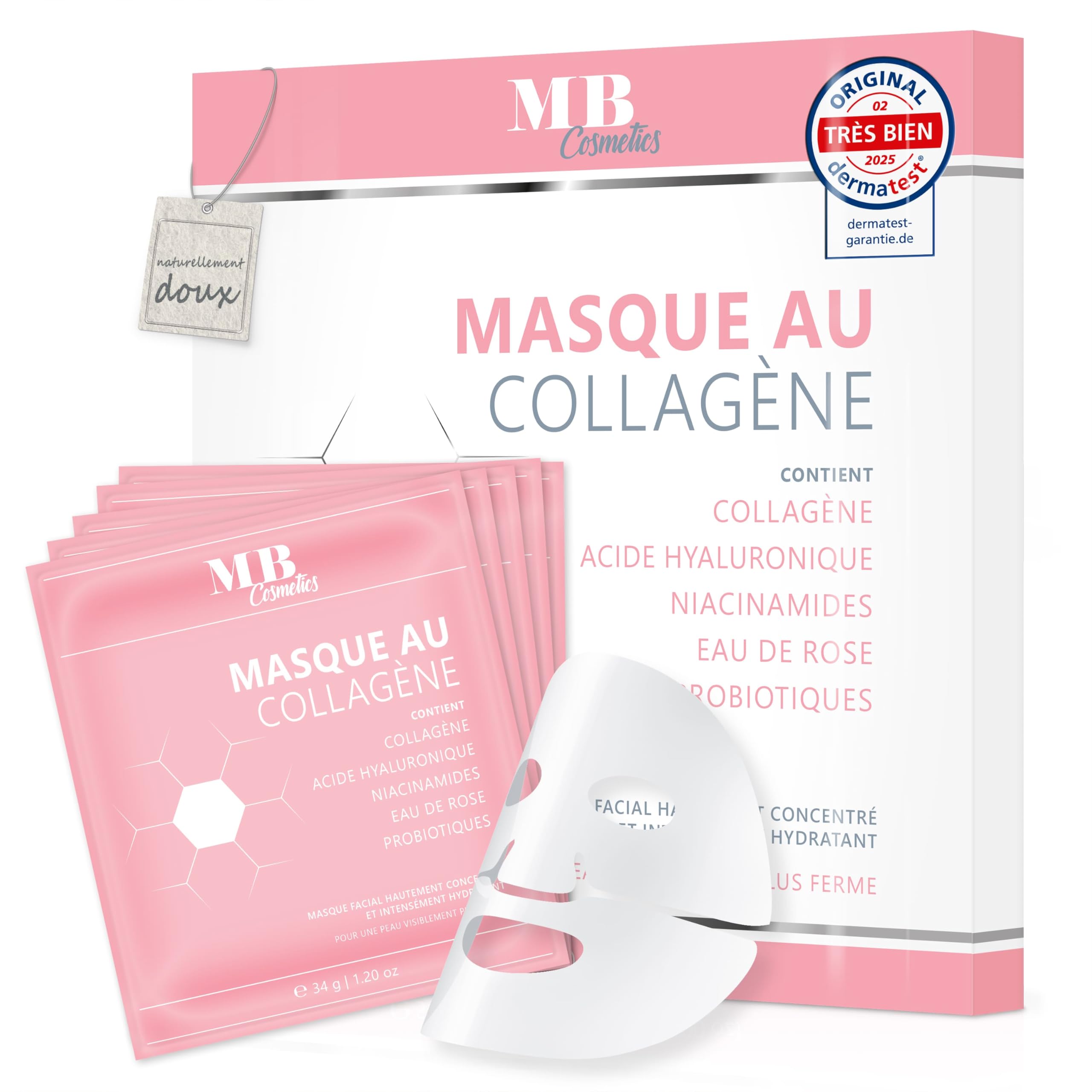 Masque Collagène Hydrogel x5 Anti Rides, Acide Hyaluronique 52000 ppm Peau | Nia