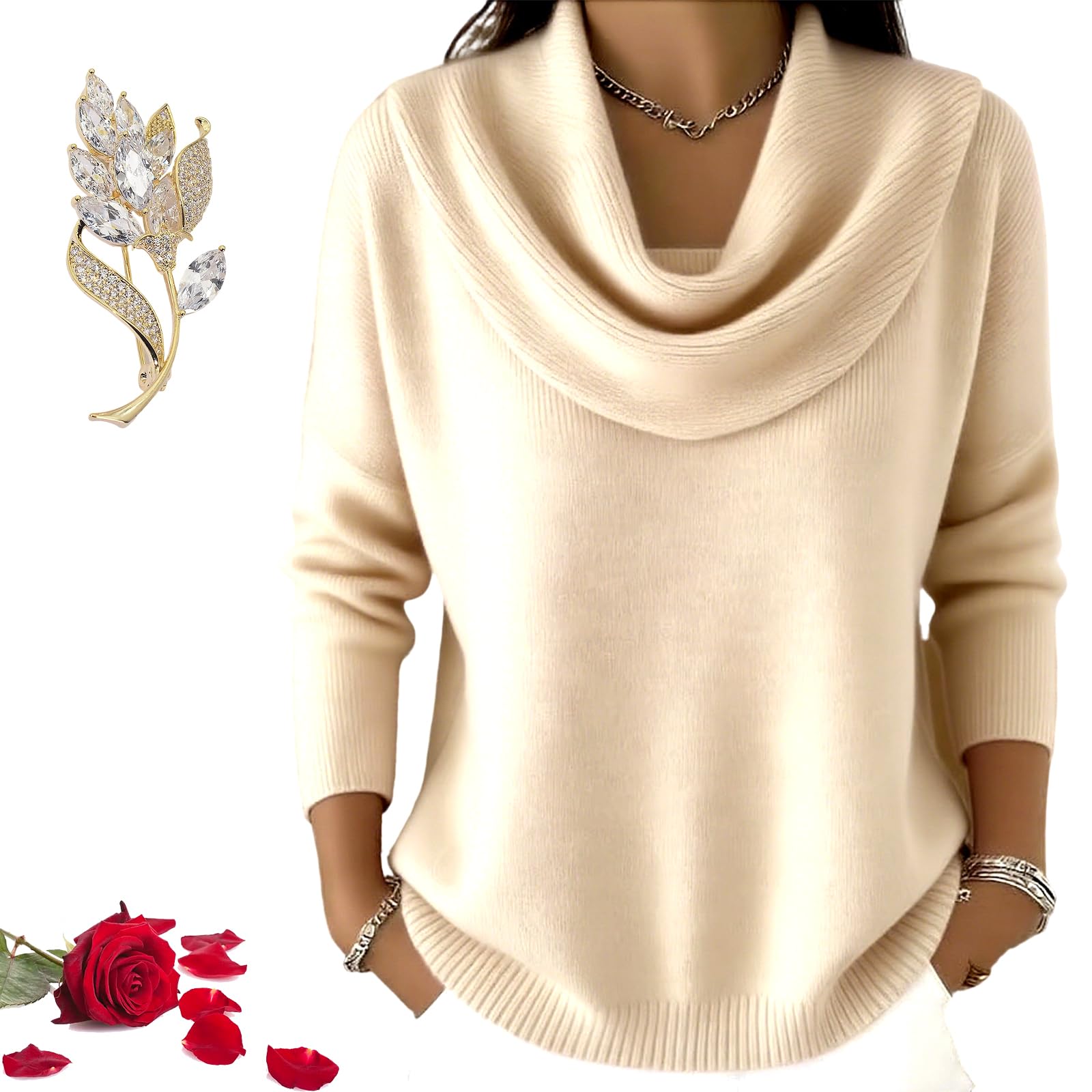 Elegant Retro Soft Triangle Neck Solid Color Sweater Top Triangle Neck Sweater Retro Sweaters for Women