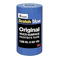 Vista 1 de ScotchBlue Cinta de Pintor Original Multisuperficie, 2 Pulgadas de Ancho (1.88 Pulg. x 60 Yardas), 6 Rollos de Cinta de Pintura Azul Protege