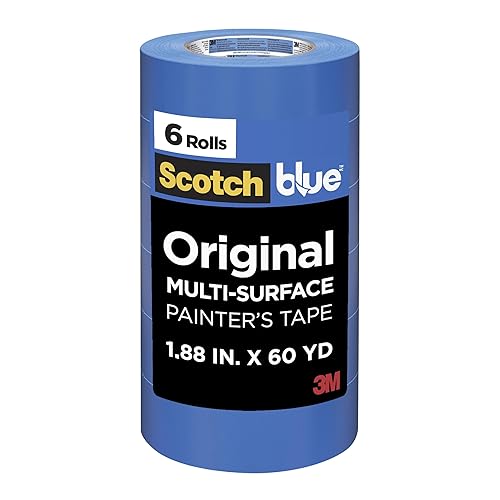 ScotchBlue Cinta de Pintor Original Multisuperficie, 2 Pulgadas de Ancho (1.88 Pulg. x 60 Yardas), 6 Rollos de Cinta de Pintura Azul Protege